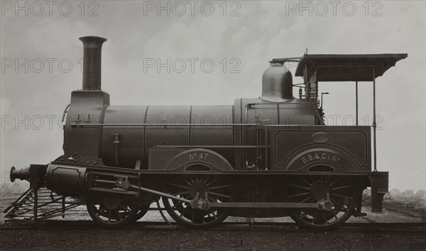 Locomotive, c. 1880s. John (British) Stuart (British, 1831-1907). Albumen print from wet collodion negative; image: 20.3 x 34.3 cm (8 x 13 1/2 in.); matted: 40.6 x 50.8 cm (16 x 20 in.)