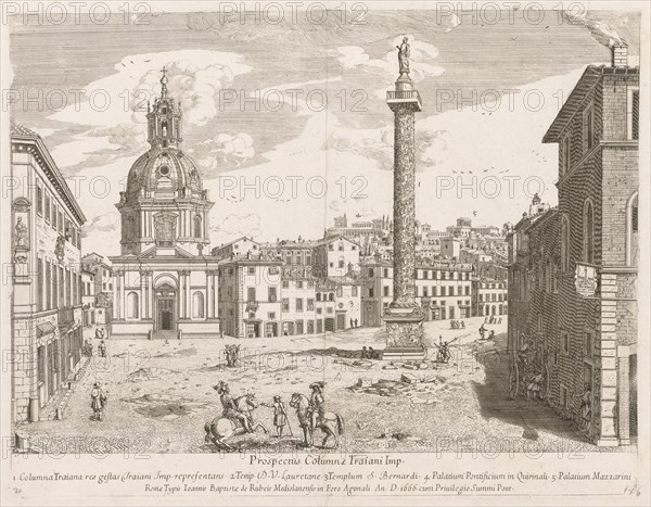 Trajan's Column from "Prospectus Locurum Urbis Romae Insign[ium], 1666. Lievin Cruyl (Flemish, c. 1640-c. 1720). Etching