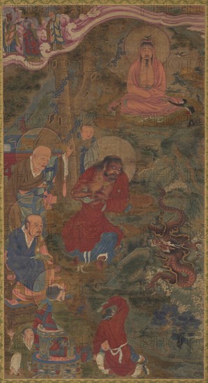 Miracle of the Dragon, 1600s. China, Ming dynasty (1368-1644). Hanging scroll, ink, color, and gold on silk; image: 109.2 x 58.5 cm (43 x 23 1/16 in.); overall: 205.4 x 76.4 cm (80 7/8 x 30 1/16 in.).