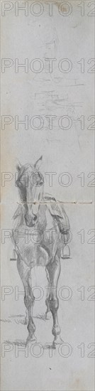 Sketchbook, page 56 & 57: Study of a Horse. Ernest Meissonier (French, 1815-1891). Graphite;