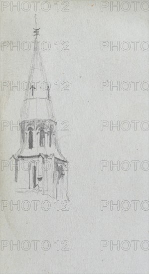 Sketchbook, page 44: Church Spire. Ernest Meissonier (French, 1815-1891). Graphite;