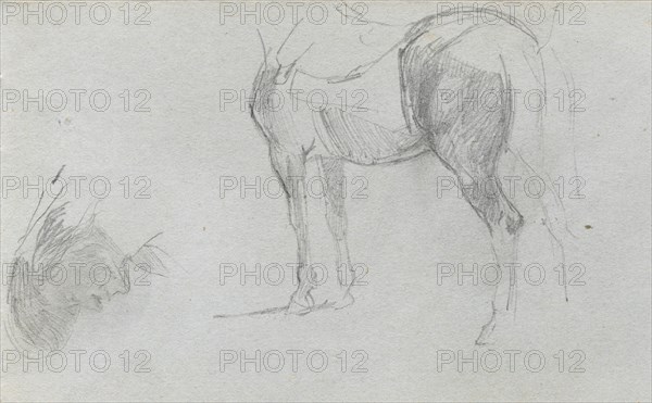 Sketchbook, page 73: Study of a Horse, profile. Ernest Meissonier (French, 1815-1891). Graphite;