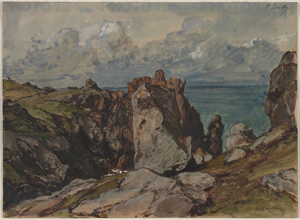 Cliffs by the Sea at Cézembre, Brittany, c. 1830. Eugène Isabey (French, 1803-1886). Watercolor and gouache with black chalk; sheet: 25.8 x 35 cm (10 3/16 x 13 3/4 in.).