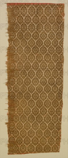 Textile with Palmettes, 1200s-1300s. Central Asia, Mongol period, 13th - 14th century. Tabby with supplementary weft; silk and gold thread; overall: 85.5 x 35 cm (33 11/16 x 13 3/4 in.)