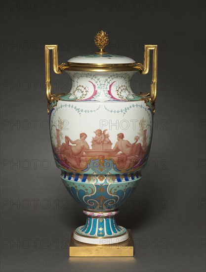 Vase, Feuille d'Eau, 1858-1862. Sèvres Porcelain Manufactory (French, est. 1740), Paul Marie Roussel (French, 1804-1877), Emile Renard (French). Porcelain with gilt bronze mounts; overall: 54.6 x 27.3 x 25.7 cm (21 1/2 x 10 3/4 x 10 1/8 in.).