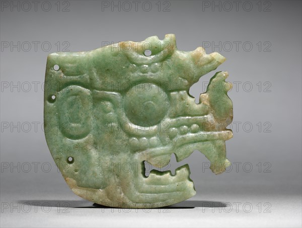 Ornament, Maya style (250-900). Mexico or Central America, Maya style (250-900). Jadeite-albitite; overall: 6.7 x 0.7 x 7.5 cm (2 5/8 x 1/4 x 2 15/16 in.).