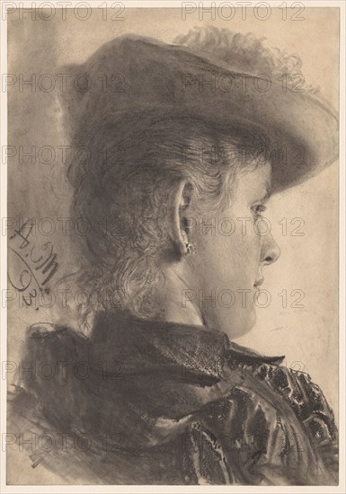 Bust of a Woman, Seen from Behind, 1893. Adolph von Menzel (German, 1815-1905). Graphite (carpenter's pencil), with stumping; sheet: 41.4 x 28.9 cm (16 5/16 x 11 3/8 in.); secondary support: 53.3 x 39.2 cm (21 x 15 7/16 in.).