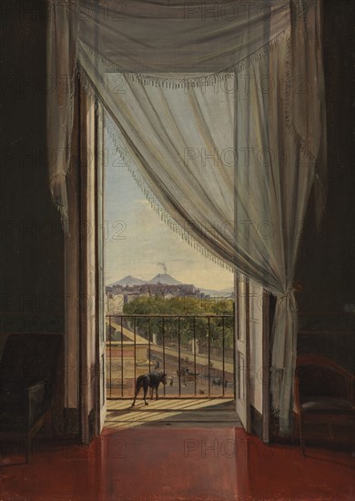 A View of Naples through a Window, 1824. Franz Ludwig Catel (German, 1778-1856). Oil on paper, mounted on canvas; framed: 59.5 x 46 x 5.5 cm (23 7/16 x 18 1/8 x 2 3/16 in.); unframed: 46.8 x 33.5 cm (18 7/16 x 13 3/16 in.)