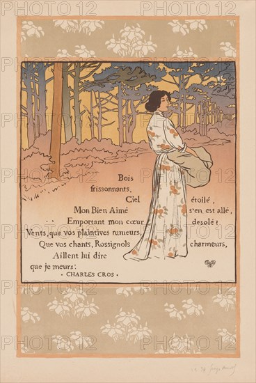 Trembling Woods, 1893. Georges Auriol (French, 1863-1938), L'Estampe originale, Album II. Lithograph, printed in color; sheet: 58.4 x 32.5 cm (23 x 12 13/16 in.); image: 49.7 x 32.5 cm (19 9/16 x 12 13/16 in.)