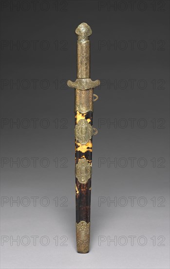 Dagger and Scabbard, 1800s. Metal; overall: 42.5 cm (16 3/4 in.); hilt: 6.4 cm (2 1/2 in.); scabbard: 31.2 cm (12 5/16 in.).