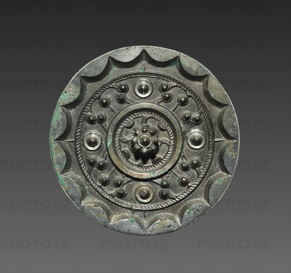 Mirror with Clouds and Nebulae, 200-100 BC. China, Western Han dynasty (202 BC-AD 9). Bronze; diameter: 10 cm (3 15/16 in.); overall: 1.2 cm (1/2 in.); rim: 0.4 cm (3/16 in.).