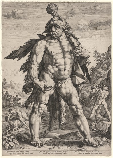 The Great Hercules or 'Knollenman', 1589. Hendrick Goltzius (Dutch, 1558–1617). Engraving; sheet: 56.3 x 40.1 cm (22 3/16 x 15 13/16 in.); image: 54.2 x 40 cm (21 5/16 x 15 3/4 in.)