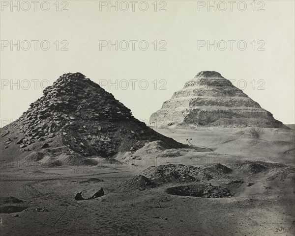 Egypt, Sinai and Jerusalem: A Series of Twenty Photographic Views, with Descriptions by Mrs. Poole and Reginald Stuart Poole: The Pyramids of Saqqara, from the Northeast, 1858. Francis Frith (British, 1822-1898), William Mackenzie. Albumen print from wet collodion negative; image: 38.2 x 47.7 cm (15 1/16 x 18 3/4 in.); matted: 61 x 76.2 cm (24 x 30 in.)