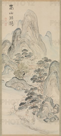 Spring Landscape, 1700s. Ike Taiga (Japanese, 1723-1776). Hanging scroll; ink and color on paper; overall: 70.1 cm (27 5/8 in.); painting only: 158.7 x 56.7 cm (62 1/2 x 22 5/16 in.).