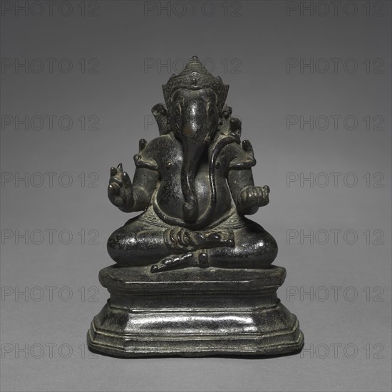 Seated Two-armed Ganesa, late 12th-early 13th Century. Cambodia, Angkor Wat Period. Bronze; overall: 17.2 x 12.1 cm (6 3/4 x 4 3/4 in.).