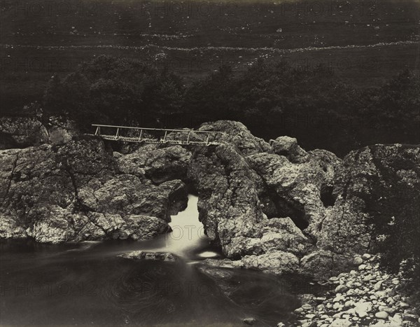 Glen Tilt album: Shepherd's Bridge near Forest Lodge, 1871. James Valentine (British, 1815-1880). Albumen print from wet collodion negative; image: 18.6 x 24 cm (7 5/16 x 9 7/16 in.); matted: 40.6 x 50.8 cm (16 x 20 in.)