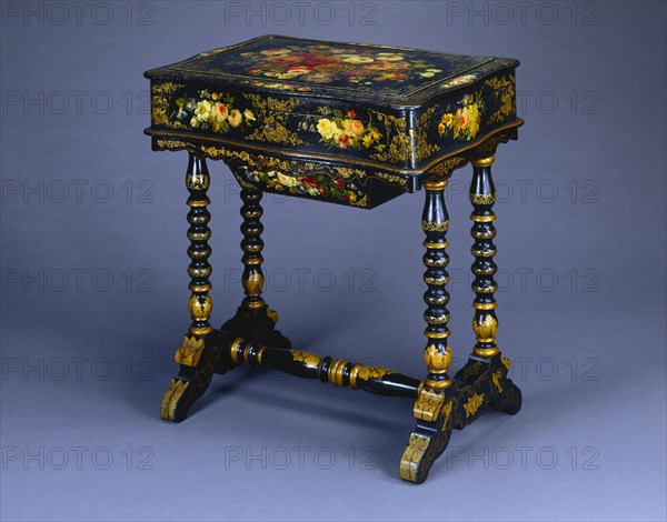 Work Table, c. 1850. Attributed to Hart, Ware and Co. (American). Wood with painted decoration; overall: 74.5 x 67 x 48 cm (29 5/16 x 26 3/8 x 18 7/8 in.).