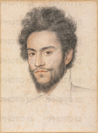 Young Man with a Beard, 17th century?. Attributed to François Quesnel (French, 1543-1619). Black, red, brown, and white chalk with stumping; sheet: 28.6 x 21.1 cm (11 1/4 x 8 5/16 in.); secondary support: 44 x 29.2 cm (17 5/16 x 11 1/2 in.).