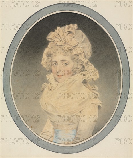 Lady Caroline Wrottesley, 1792. John Downman (British, 1750-1824). Brush and black chalk wash and watercolor with blue pastel; sheet: 21.9 x 18.3 cm (8 5/8 x 7 3/16 in.); secondary support: 24.6 x 20.6 cm (9 11/16 x 8 1/8 in.); tertiary support: 24.9 x 21.1 cm (9 13/16 x 8 5/16 in.).