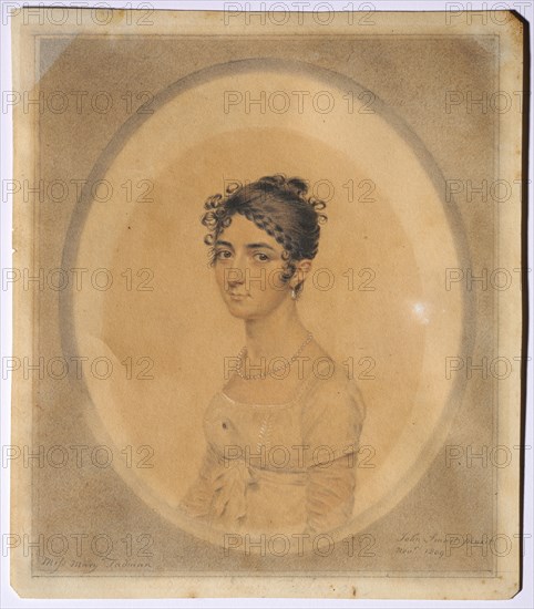 Portrait of Miss Mary Tadman, 1809. John I Smart (British, 1741-1811). Watercolor and graphite, heightened with traces of white gouache on paper; sheet: 15.4 x 13.4 cm (6 1/16 x 5 1/4 in.); image: 14.2 x 12.2 cm (5 9/16 x 4 13/16 in.).