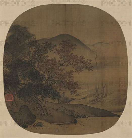 Buffalo and Boy in Autumnal Landscape, 1127-1279. Yan Ciping (Chinese, active 1164-1187). Album leaf; ink and light color on silk; image: 23 x 21 cm (9 1/16 x 8 1/4 in.).