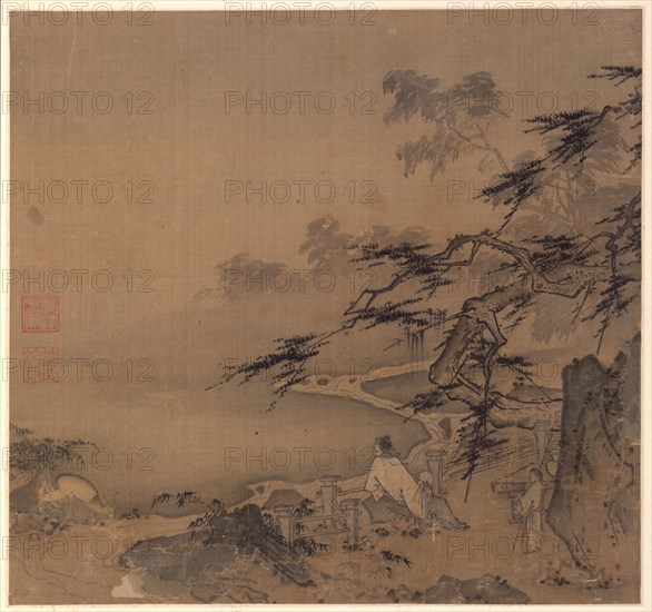 Watching the Deer by a Pine Shaded Stream, 1127-1279. Ma Yuan (Chinese, c. 1150-after 1255). Album leaf, ink and light color on silk; overall: 33.7 x 39.3 cm (13 1/4 x 15 1/2 in.); with cover: 67.5 x 39.3 cm (26 9/16 x 15 1/2 in.).