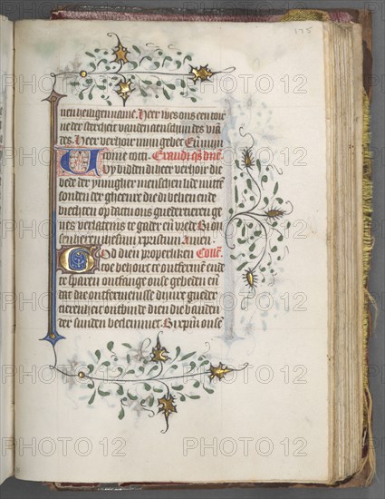 Book of Hours (Use of Utrecht): fol. 175r, Text, c. 1460-1465. Master of Gijsbrecht van Brederode (Netherlandish), and Master of the Boston City of God (Netherlandish). Ink, tempera, and gold on vellum; binding:  brown Morocco over original wooden boards; overall: 5.9 x 11.6 cm (2 5/16 x 4 9/16 in.)