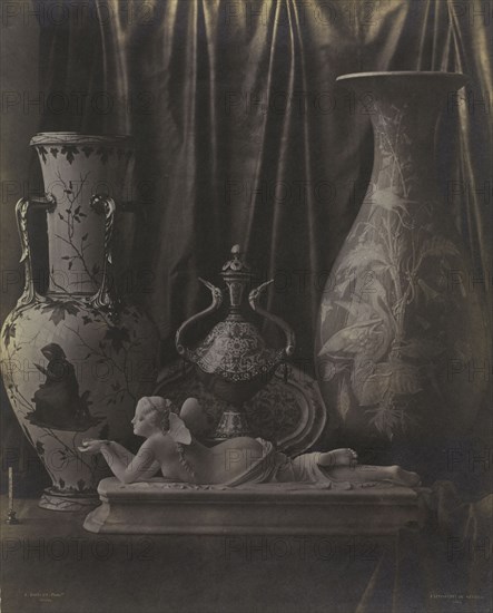Still Life with Porcelain, c. 1855. Louis-Rémy Robert (French, 1811-1882). Albumen print from wet collodion negative; image: 30.3 x 25.4 cm (11 15/16 x 10 in.); paper: 30.3 x 25.4 cm (11 15/16 x 10 in.); matted: 50.8 x 40.6 cm (20 x 16 in.).