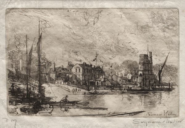 Harry Kelly's, Putney. Francis Seymour Haden (British, 1818-1910). Etching and drypoint; sheet: 15.3 x 20.8 cm (6 x 8 3/16 in.); platemark: 10.9 x 17.3 cm (4 5/16 x 6 13/16 in.).
