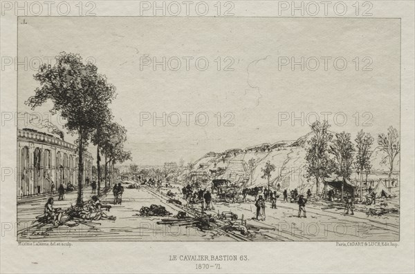 Souvenirs artistiques du Siège de Paris: Le Cavalie (Bastion 63), 1870-71. Maxime Lalanne (French, 1827-1886), Cadant. Etching