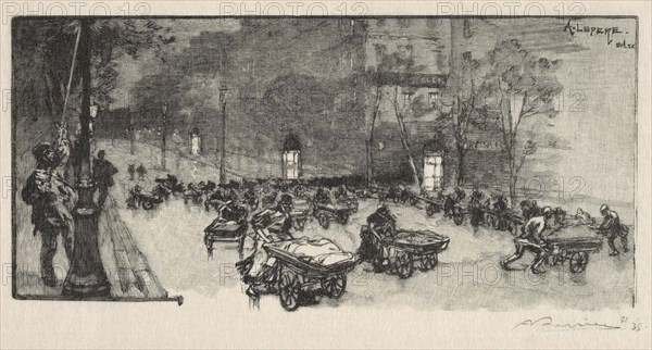 Le Boulevard, au coin du Fauborg  Montmartre, 1890. Auguste Louis Lepère (French, 1849-1918). Wood engraving