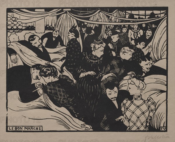 Bon Marché, 1893. Félix Vallotton (French, 1865-1925). Woodcut; sheet: 26.2 x 33.7 cm (10 5/16 x 13 1/4 in.); image: 20.1 x 26 cm (7 15/16 x 10 1/4 in.)
