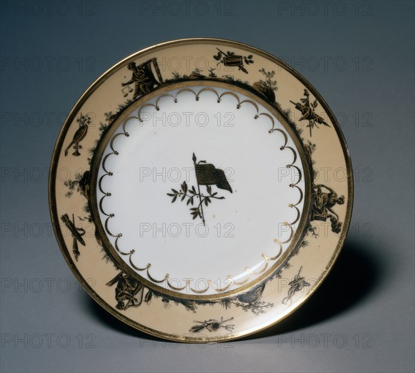 Dinner Plate, c.1805. Probably by Guérhard et Dihl (French). Porcelain; diameter: 23 cm (9 1/16 in.).