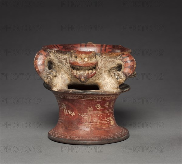 Jaguar Bowl, c. 850-1500. Colombia, 9th-16th Century. Resist-painted earthenware; overall: 12.1 x 12.8 x 17.6 cm (4 3/4 x 5 1/16 x 6 15/16 in.).