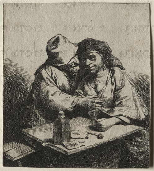 The Amorous Couple. Cornelis Pietersz Bega (Dutch, 1631/32-1664). Etching; sheet: 7.9 x 7.1 cm (3 1/8 x 2 13/16 in.)