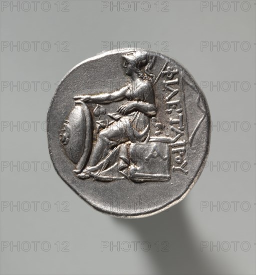 Tetradrachm: Head of Philetauros with Laureate Diadem (reverse), 262-241 BC. Asia Minor, Kingdom of Pergamum, (3rd-2nd century BC), Eumenes I. Silver; diameter: 2.8 cm (1 1/8 in.).