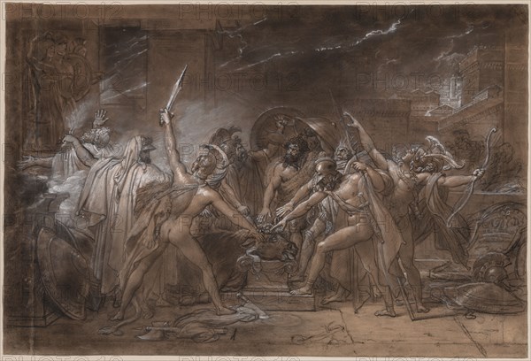 The Oath of the Seven Chiefs against Thebes, c. 1800. Anne-Louis Girodet de Roucy-Trioson (French, 1767-1824). Black chalks and white chalk with stumping and erasing on light brown wove paper; overall: 41.8 x 62 cm (16 7/16 x 24 7/16 in.).