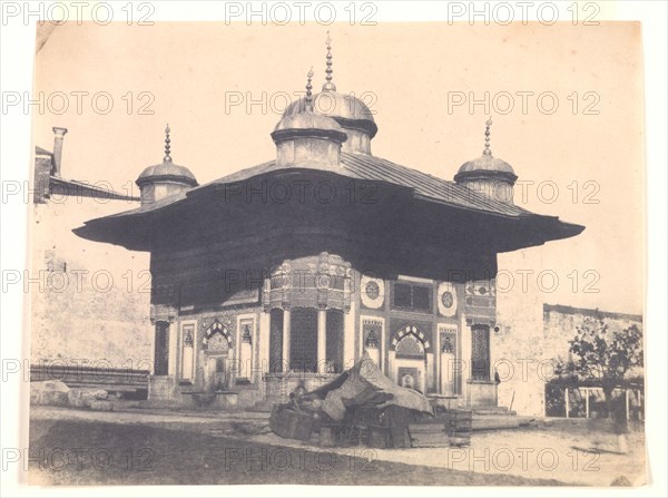 Fountaine de la Sophie, Constantinople, c. 1854. Ernest de Caranza (French, 1837-1863). Salted paper print from paper negative; image: 16.8 x 23.3 cm (6 5/8 x 9 3/16 in.); matted: 40.6 x 50.8 cm (16 x 20 in.)