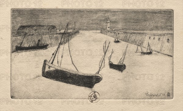 Six Etchings: Tréport, 1895. Paul Gachet (French, 1828-1909). Etching, roulette, and drypoint; sheet: 25.1 x 32.6 cm (9 7/8 x 12 13/16 in.); platemark: 8.7 x 15.6 cm (3 7/16 x 6 1/8 in.).