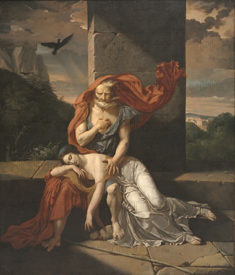 Oedipus at Colonus, 1798. Fulchran Jean Harriet (French, 1778-1805). Oil on canvas; framed: 187.5 x 164.5 x 8.5 cm (73 13/16 x 64 3/4 x 3 3/8 in.); overall: 157 x 134 cm (61 13/16 x 52 3/4 in.)