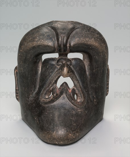 Vessel with Deity Mask, 1200-900 BC. Central Mexico (Las Bocas, Puebla?), Olmec, Formative Period. Ceramic, traces of pigment; overall: 18 x 17.1 x 15.9 cm (7 1/16 x 6 3/4 x 6 1/4 in.).