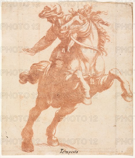 Rearing Horse and Rider, c. 1600. Attributed to Antonio Tempesta (Italian, 1555-1630). Red chalk counterproof; sheet: 19.5 x 16.7 cm (7 11/16 x 6 9/16 in.).