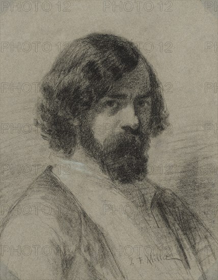 Portrait of Narcisse Virgile Diaz de la Peña, 1848. Jean-François Millet (French, 1814-1875). Black chalk with heightening in pale green-blue chalk; sheet: 61.4 x 48.7 cm (24 3/16 x 19 3/16 in.).