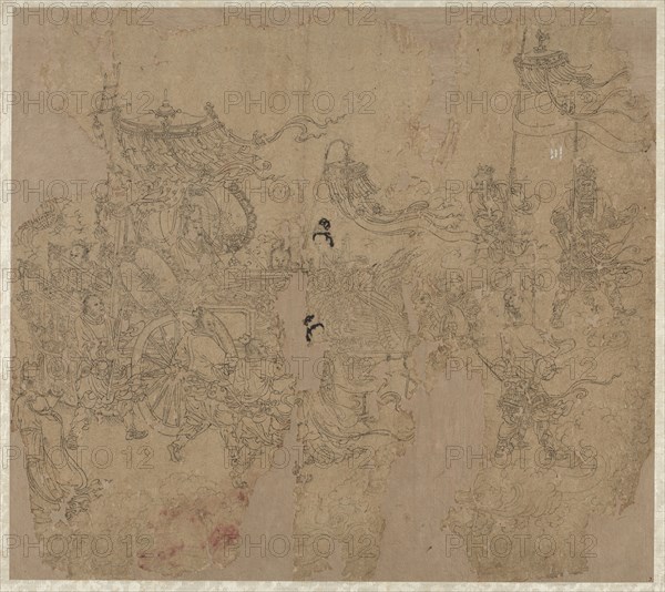 Album of Daoist and Buddhist Themes: Procession of Daoist Deities: Leaf 3, 1200s. China, Southern Song dynasty (1127-1279). Album, ink on paper (fifty leaves); sheet: 34.3 x 38.4 cm (13 1/2 x 15 1/8 in.).
