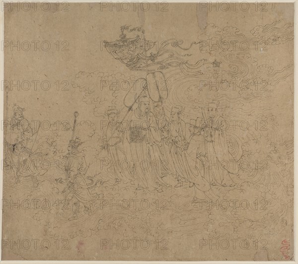 Album of Daoist and Buddhist Themes: Procession of Daoist Deities: Leaf 6, 1200s. China, Southern Song dynasty (1127-1279). Album, ink on paper (fifty leaves); sheet: 34.2 x 38.6 cm (13 7/16 x 15 3/16 in.).