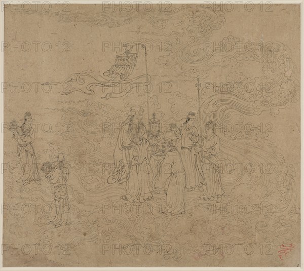 Album of Daoist and Buddhist Themes: Procession of Daoist Deities: Leaf 7, 1200s. China, Southern Song dynasty (1127-1279). Album, ink on paper (fifty leaves); sheet: 34.1 x 38.5 cm (13 7/16 x 15 3/16 in.).