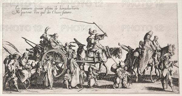 The Bohemians: The Bohemians Marching: The Rear Guard, c. 1621-1625. Jacques Callot (French, 1592-1635). Etching and engraving; sheet: 12.4 x 23.8 cm (4 7/8 x 9 3/8 in.).