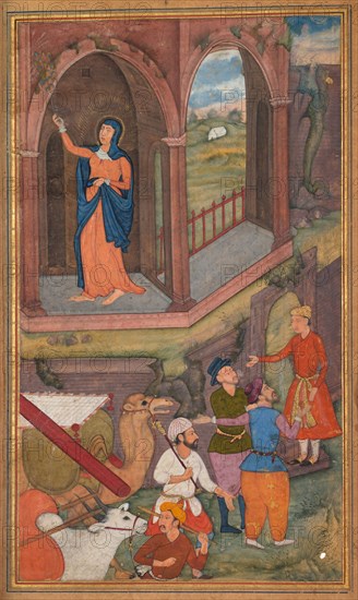 The place of Jesus’s birth, from a Mir’at al-quds of Father Jerome Xavier (Spanish, 1549–1617), 1602-1604. Northern India, Uttar Pradesh, Allahabad, Mughal period. Opaque watercolor and gold on paper; page: 26.3 x 15.6 cm (10 3/8 x 6 1/8 in.).