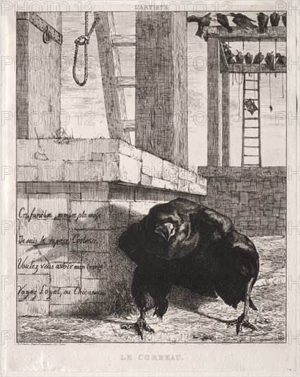 The Raven, 1854. Félix Bracquemond (French, 1833-1914). Etching; sheet: 31.7 x 23.8 cm (12 1/2 x 9 3/8 in.); platemark: 23.5 x 18.5 cm (9 1/4 x 7 5/16 in.)