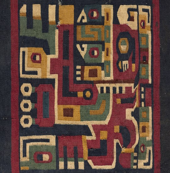 Half of a Sleeved Tunic, c. 500-1000. Central Andes, Middle Horizon, Wari, 6th-11th century. Single-interlocked tapestry; cotton warp; camelid fiber weft; overall: 88.6 x 101.9 cm (34 7/8 x 40 1/8 in.).